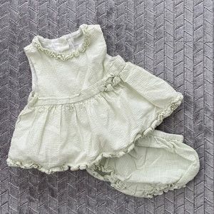 Janie and Jack Green Seersucker Two Piece Outfit
